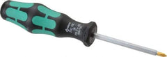 Wera - #0, 5-1/2" OAL, Standard Phillips Screwdriver - 2-3/8" Blade Length, Hexagon Shank, Ergonomic Handle - Caliber Tooling