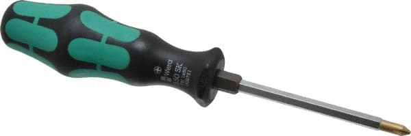 Wera - #1, 7" OAL, Standard Phillips Screwdriver - 3-1/8" Blade Length, Hexagon Shank, Ergonomic Handle - Caliber Tooling