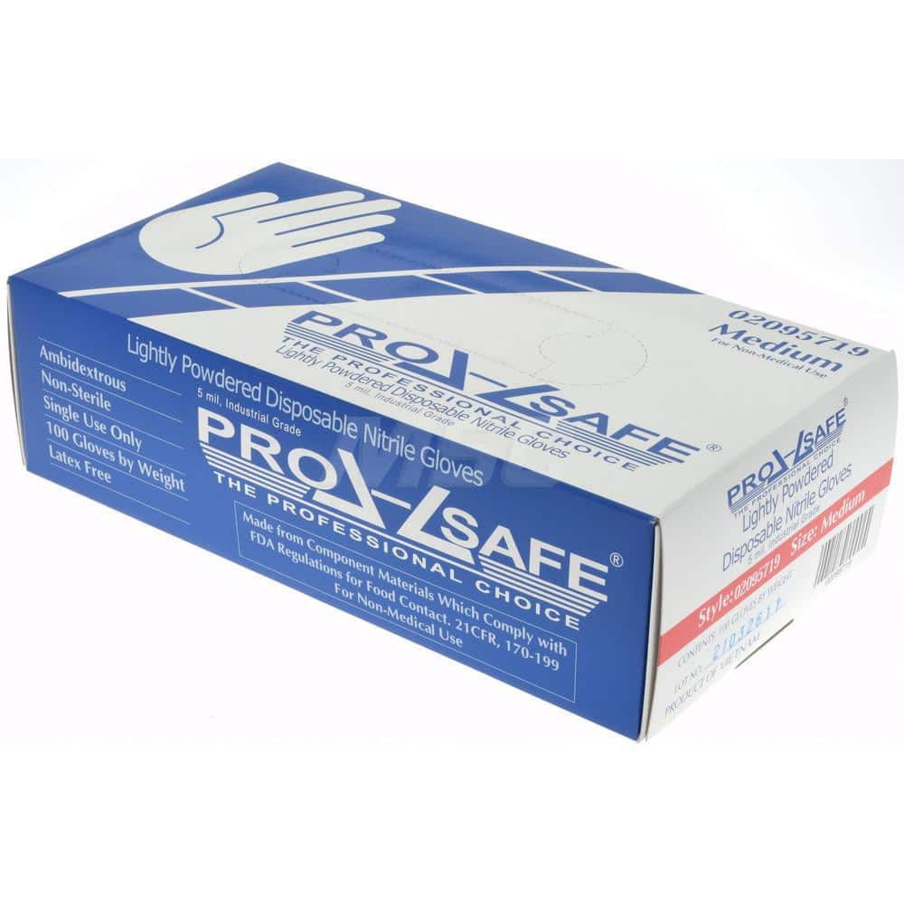 PRO-SAFE - Size M, 5 mil, Industrial Grade, Powdered Nitrile Disposable Gloves - Exact Industrial Supply