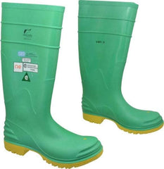 Dunlop Protective Footwear - Men's Size 7 Medium Width Steel Knee Boot - Green, PVC Upper, 16" High, Chemical Resistant, Dielectric, Non-Slip - Caliber Tooling