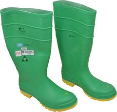 Dunlop Protective Footwear - Men's Size 9 Medium Width Steel Knee Boot - Green, PVC Upper, 16" High, Chemical Resistant, Dielectric, Non-Slip - Caliber Tooling