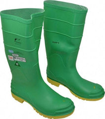 Dunlop Protective Footwear - Men's Size 11 Medium Width Steel Knee Boot - Green, PVC Upper, 16" High, Chemical Resistant, Dielectric, Non-Slip - Caliber Tooling