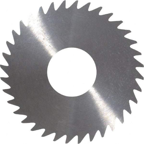 RobbJack - 1-1/2" Diam x 0.023" Blade Thickness x 1/2" Arbor Hole Diam, 36 Tooth Slitting and Slotting Saw - Arbor Connection, Right Hand, Uncoated, Solid Carbide, Concave Ground - Caliber Tooling