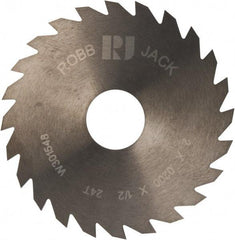 RobbJack - 2" Diam x 0.02" Blade Thickness x 1/2" Arbor Hole Diam, 24 Tooth Slitting and Slotting Saw - Arbor Connection, Right Hand, Uncoated, Solid Carbide, Concave Ground - Caliber Tooling