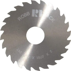 RobbJack - 2" Diam x 0.0781" Blade Thickness x 1/2" Arbor Hole Diam, 24 Tooth Slitting and Slotting Saw - Arbor Connection, Right Hand, Uncoated, Solid Carbide, Concave Ground - Caliber Tooling