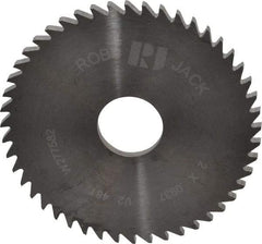 RobbJack - 2" Diam x 0.0937" Blade Thickness x 1/2" Arbor Hole Diam, 48 Tooth Slitting and Slotting Saw - Arbor Connection, Right Hand, Uncoated, Solid Carbide, Concave Ground - Caliber Tooling