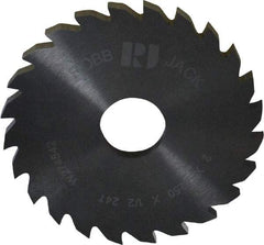 RobbJack - 2" Diam x 1/8" Blade Thickness x 1/2" Arbor Hole Diam, 24 Tooth Slitting and Slotting Saw - Arbor Connection, Right Hand, Uncoated, Solid Carbide, Concave Ground - Caliber Tooling