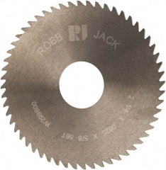 RobbJack - 2-1/4" Diam x 1/16" Blade Thickness x 5/8" Arbor Hole Diam, 56 Tooth Slitting and Slotting Saw - Arbor Connection, Right Hand, Uncoated, Solid Carbide, Concave Ground - Caliber Tooling