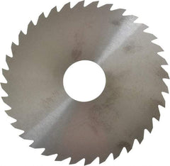 RobbJack - 4" Diam x 0.04" Blade Thickness x 1" Arbor Hole Diam, 36 Tooth Slitting and Slotting Saw - Arbor Connection, Right Hand, Uncoated, Solid Carbide, Concave Ground - Caliber Tooling