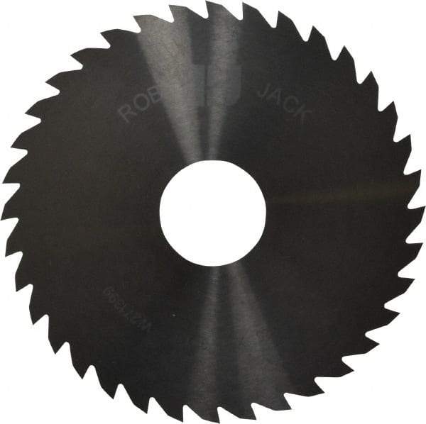 RobbJack - 4" Diam x 1/16" Blade Thickness x 1" Arbor Hole Diam, 36 Tooth Slitting and Slotting Saw - Arbor Connection, Right Hand, Uncoated, Solid Carbide, Concave Ground - Caliber Tooling