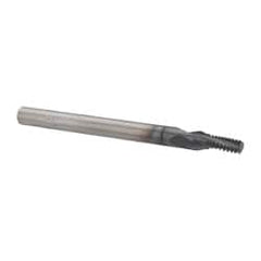 Accupro - #10-28 UNS, 0.14" Cutting Diam, 3 Flute, Solid Carbide Helical Flute Thread Mill - Internal Thread, 5/16" LOC, 2-1/2" OAL, 3/16" Shank Diam - Exact Industrial Supply