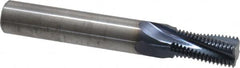 Accupro - 9/16-18 UNF, 0.45" Cutting Diam, 4 Flute, Solid Carbide Helical Flute Thread Mill - Internal Thread, 7/8" LOC, 3-1/2" OAL, 1/2" Shank Diam - Caliber Tooling