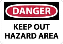 NMC - "Danger - Keep Out - Hazard Area", 10" Long x 14" Wide, Rigid Plastic Safety Sign - Rectangle, 0.05" Thick, Use for Accident Prevention - Caliber Tooling