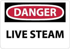 NMC - "Danger - Live Steam", 10" Long x 14" Wide, Rigid Plastic Safety Sign - Rectangle, 0.05" Thick, Use for Accident Prevention - Caliber Tooling