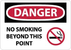 NMC - "Danger - No Smoking Beyond This Point", 10" Long x 14" Wide, Rigid Plastic Safety Sign - Rectangle, 0.05" Thick, Use for Accident Prevention - Caliber Tooling