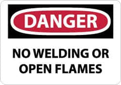 NMC - "Danger - No Welding or Open Flames", 10" Long x 14" Wide, Rigid Plastic Safety Sign - Rectangle, 0.05" Thick, Use for Accident Prevention - Caliber Tooling