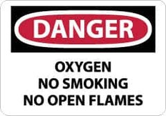 NMC - "Danger - Oxygen, No Smoking, No Open Flames", 10" Long x 14" Wide, Rigid Plastic Safety Sign - Rectangle, 0.05" Thick, Use for Accident Prevention - Caliber Tooling