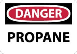 NMC - "Danger - Propane", 10" Long x 14" Wide, Rigid Plastic Safety Sign - Rectangle, 0.05" Thick, Use for Hazardous Materials - Caliber Tooling