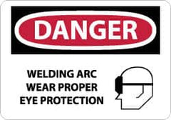 NMC - "Danger - Welding Arc Wear Proper Eye Protection", 10" Long x 14" Wide, Rigid Plastic Safety Sign - Rectangle, 0.05" Thick, Use for Accident Prevention - Caliber Tooling