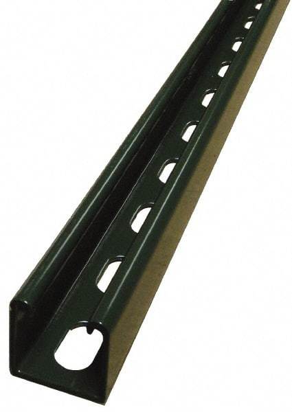 Empire - 10' Long x 1-5/8" Wide x 1-5/8" High, 14 Gauge, Carbon Steel, Punched Framing Channel & Strut - Green Painted - Caliber Tooling