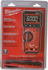 Milwaukee Tool - 2217-20, CAT III, 600 VAC/VDC, Digital True RMS Auto Ranging Multimeter - 40 mOhm, Measures Voltage, Capacitance, Current, Frequency, Resistance, Temperature - Caliber Tooling