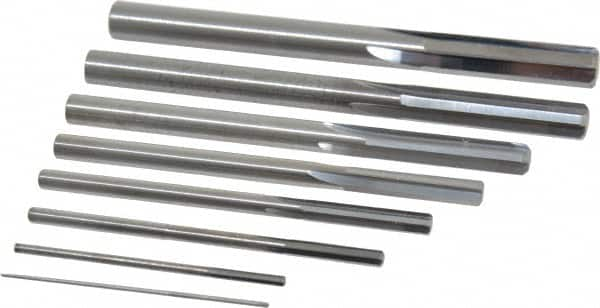 Value Collection - 1/32" to 1/4", Chucking Reamer Set - Straight Flute, Right Hand Cut, 8 Pieces - Caliber Tooling