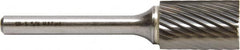 M.A. Ford - 7/16" Cut Diam, 1/4" Shank Diam, Cylinder with End Cut Head Double Cut Burr - Carbide, End Cut End, 1" LOC, 3" OAL - Caliber Tooling