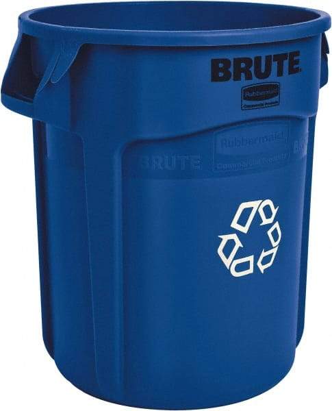 Rubbermaid - 32 Gal Blue Round Recycling Container - Polyethylene, 27-1/4" High - Caliber Tooling