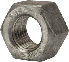 Value Collection - 7/8-9 UNC Steel Right Hand Heavy Hex Nut - 1-7/16" Across Flats, 55/64" High, Galvanized Finish - Caliber Tooling