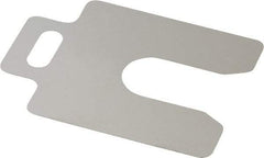 Made in USA - 20 Piece, 2 Inch Long x 2 Inch Wide x 0.006 Inch Thick, Slotted Shim Stock - Stainless Steel, 5/8 Inch Wide Slot - Caliber Tooling