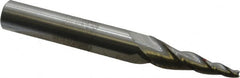 Accupro - 7° Taper Angle per Side, 1/8" Small End Diam, 1-1/2" LOC, Solid Carbide 3 Flute Tapered Square End Mill - 3-1/2" OAL, 1/2" Shank Diam, Spiral Flute - Caliber Tooling