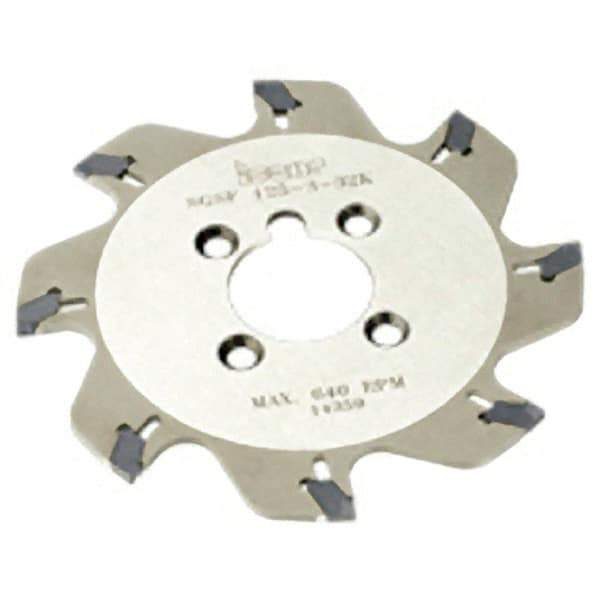 Iscar - Arbor Hole Connection, 1.55" Depth of Cut, 6.3" Cutter Diam, 1-1/2" Hole Diam, 10 Tooth Indexable Slotting Cutter - SGSF Toolholder, GSFN Insert - Caliber Tooling