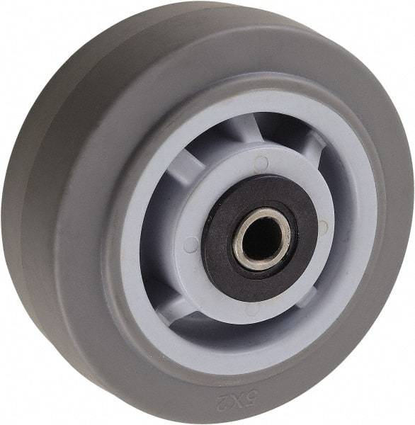 Value Collection - 5 Inch Diameter x 2 Inch Wide, Solid Rubber Caster Wheel - 350 Lb. Capacity, 2-3/16 Inch Hub Length, 1/2 Inch Axle Diameter, Roller Bearing - Caliber Tooling