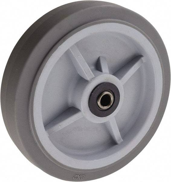 Value Collection - 8 Inch Diameter x 2 Inch Wide, Solid Rubber Caster Wheel - 500 Lb. Capacity, 2-3/16 Inch Hub Length, 1/2 Inch Axle Diameter, Roller Bearing - Caliber Tooling