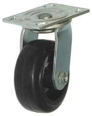 Value Collection - 5" Diam x 2" Wide, Hard Rubber Swivel Caster - 675 Lb Capacity, Top Plate Mount, 4" x 4-1/2" Plate, Delrin Bearing - Caliber Tooling