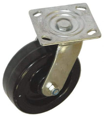 Value Collection - 4" Diam x 2" Wide x 5-5/8" OAH Top Plate Mount Swivel Caster - Phenolic, 1,000 Lb Capacity, Roller Bearing, 4 x 4-1/2" Plate - Caliber Tooling