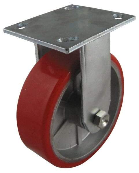 Value Collection - 3" Diam x 2" Wide x 4-1/2" OAH Top Plate Mount Rigid Caster - Polyurethane, 540 Lb Capacity, Roller Bearing, 4 x 4-1/2" Plate - Caliber Tooling