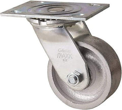 Value Collection - 4" Diam x 1-1/2" Wide x 5" OAH Top Plate Mount Swivel Caster - Semi-Steel, 400 Lb Capacity, Plain Bearing, 4 x 5" Plate - Caliber Tooling