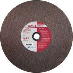 Sait - 14" 24 Grit Aluminum Oxide Cutoff Wheel - 1/8" Thick, 1" Arbor, 5,400 Max RPM, Use with Portable Tools - Caliber Tooling