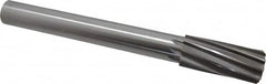 Made in USA - 1-1/2" High Speed Steel 10 Flute Chucking Reamer - Spiral Flute, 1-1/4" Straight Shank, 3-1/2" Flute Length, 12-1/2" OAL - Caliber Tooling