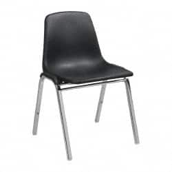 NPS - Polypropylene Black Stacking Chair - Silver Frame, 22 Inch Wide x 22-1/4 Inch Deep x 31 Inch High - Caliber Tooling