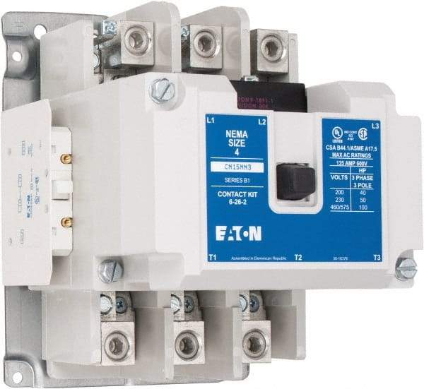 Eaton Cutler-Hammer - 3 Pole, 110 VAC at 50 Hz, 120 VAC at 60 Hz and 600 Volt, 135 Continuous Amp, 1 hp, Open NEMA Combination Starter - ABS Type Approved, cUL Listed, NEMA ICS 2-1993, UL Listed - Caliber Tooling