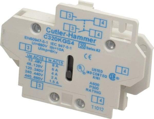 Eaton Cutler-Hammer - Starter Auxiliary Contact - For Use with 10-60A Contactors - Caliber Tooling