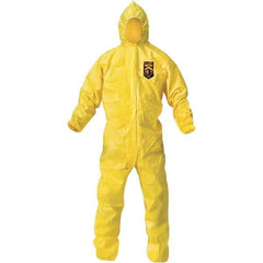 KleenGuard - Size 2XL PE Film Chemical Resistant Coveralls - Yellow, Zipper Closure, Elastic Cuffs, Elastic Ankles, Bound Seams - Caliber Tooling