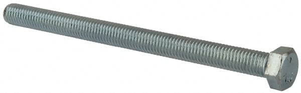 Made in North America - 1/2-13 UNC, 7" Length Under Head Hex Head Cap Screw - Fully Threaded, Grade 5 Steel, Zinc-Plated Finish, 3/4" Hex - Caliber Tooling