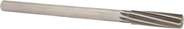 Made in USA - 21/32" Cobalt 8 Flute Chucking Reamer - Spiral Flute, 0.5615" Straight Shank, 2-1/4" Flute Length, 9" OAL - Caliber Tooling