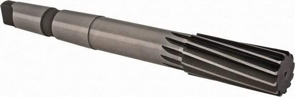 Made in USA - 1-3/8" High Speed Steel 12 Flute Chucking Reamer - Spiral Flute, 4MT Morse Taper Shank, 3-1/4" Flute Length, 12" OAL - Caliber Tooling