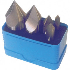 Interstate - 5 Piece, 1/4 to 1" Head Diam, 90° Included Angle, Single End Countersink Set - Caliber Tooling