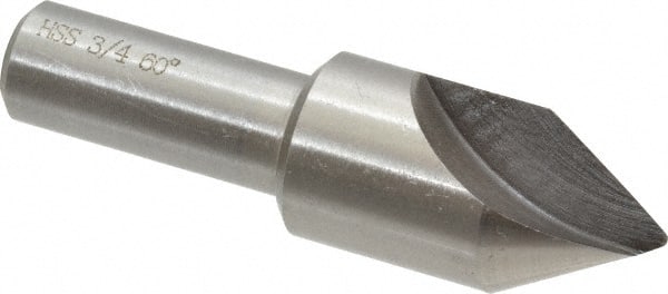 Interstate - 3/4" Head Diam, 1/2" Shank Diam, 1 Flute 60° High Speed Steel Countersink - Caliber Tooling