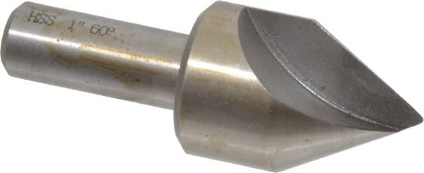 Interstate - 1" Head Diam, 1/2" Shank Diam, 1 Flute 60° High Speed Steel Countersink - Caliber Tooling